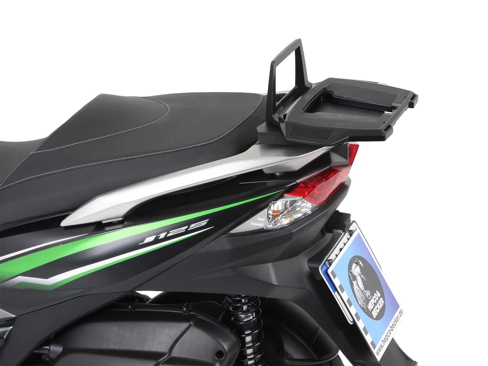 Alurack Topcaseträger für Kombination mit  Original-Gepäckbrücke schwarz für Kawasaki J 125/300 (2014-2020)