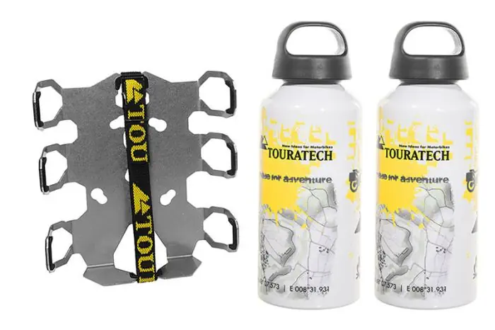 ZEGA Pro/ZEGA Mundo Kit de support d'accessoires porte-bouteille double avec 2x bouteille d'eau en aluminium Touratech
