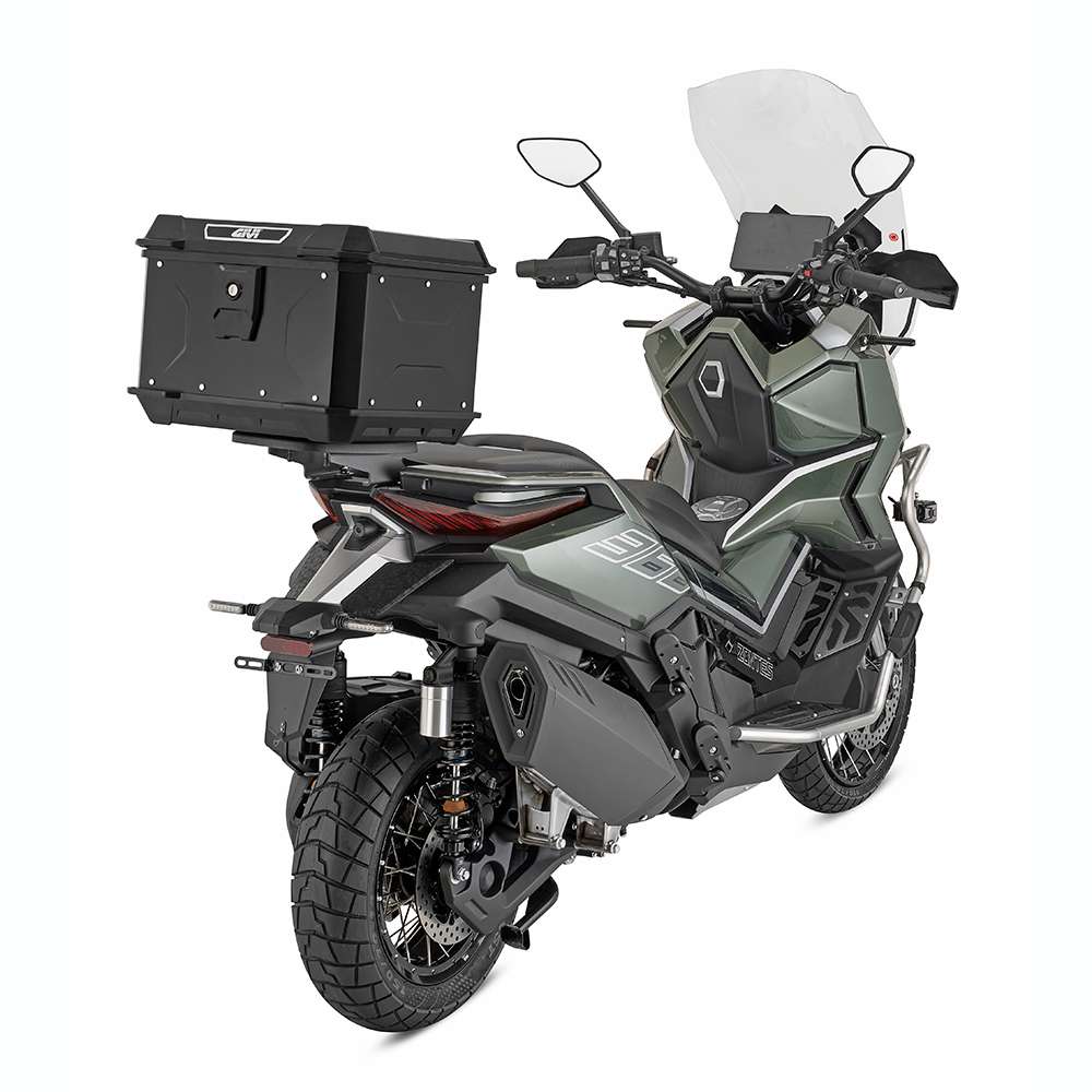 ALPINA Monolock Topcase aus Aluminium, schwarz, 44 Liter, mit Universalplatte und Montagekit