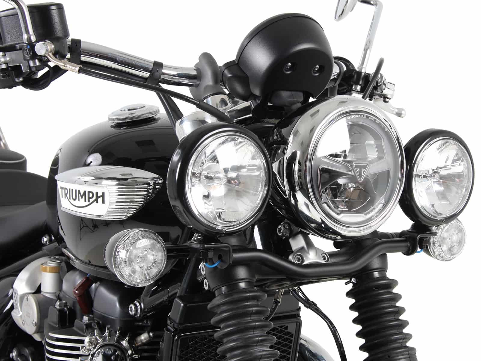 Twinlight Zusatzscheinwerferset (Fernlicht) inkl. Halter und Kabel schwarz für Triumph Bonneville Speedmaster (2018-)