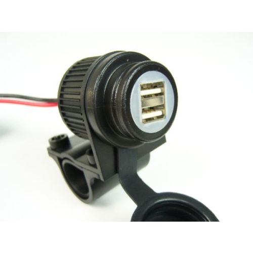 Duo USB Socket Motorcycle 12-24V for 22mm / 25mm Handlebar