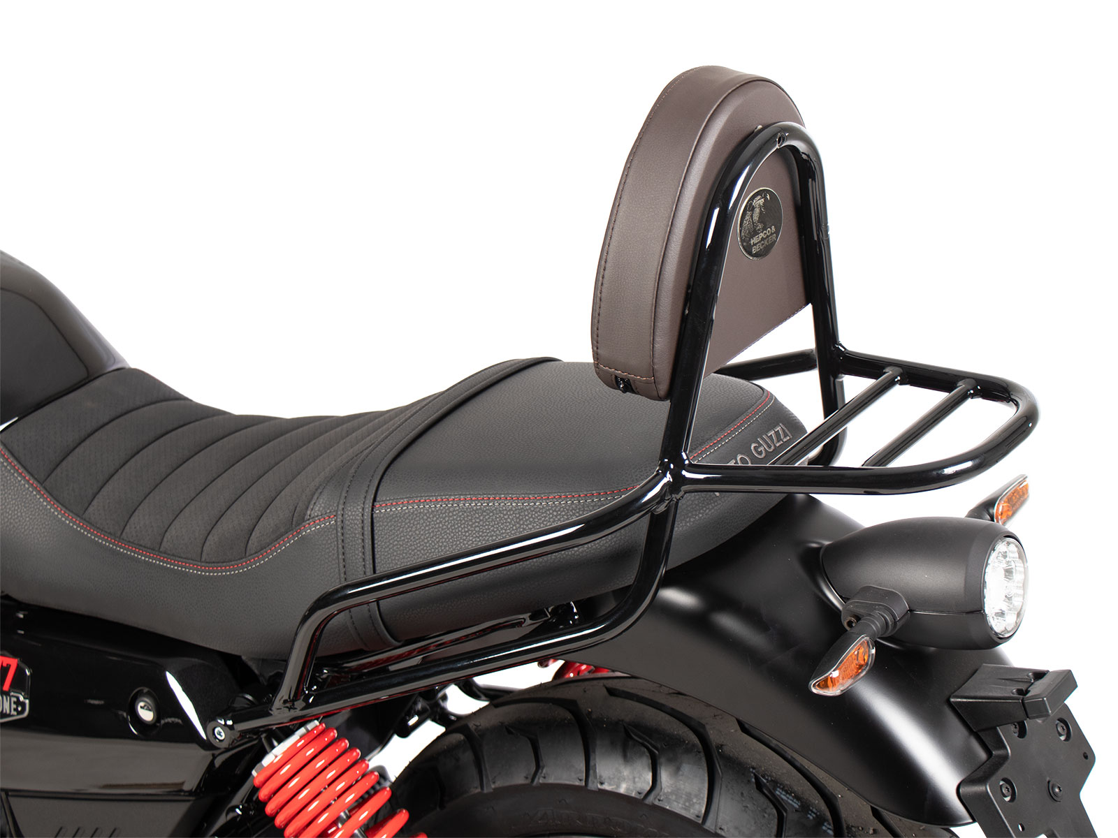 Sissybar mit Gepäckträger schwarz/braun für Moto Guzzi V7 Stone Special Edition (850ccm) (2022-2023)