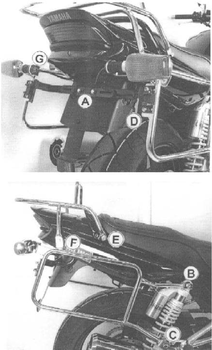 Komplettträgerset (Seitenkofferträger und Rohrgepäckbrücke Topcaseträger) für Yamaha XJR 1300 (2004-2006) schwarz
