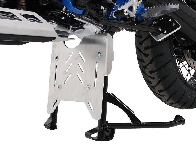 Plaque de protection Hepco&Becker pour béquille centrale d'origine argentée pour BMW R1250GS Adventure 2019-