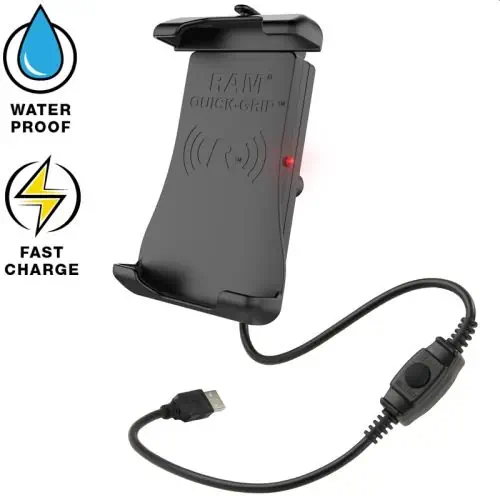 Supporto per smartphone RAM Mount Induttivo Quick-Grip con rilascio a molla a una mano