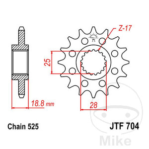 Racing - Pignone JT 16Z Parte 525 Fine Interno 25/28 per BMW F850GS + Adventure F750GS