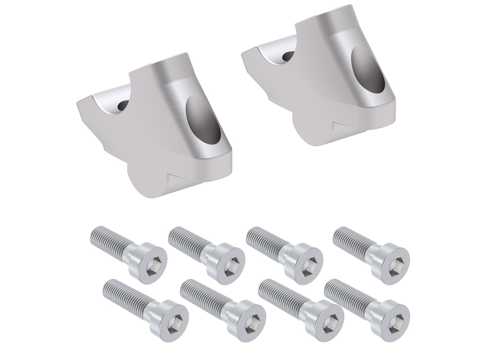 Lenkererhöhung mit Versatz 30 mm hoch, 21 mm zurück, silber für Royal Enfield Super Meteor 650 (2023-)