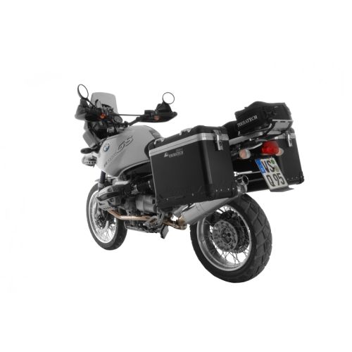 Système de valises Touratech ZEGA Pro "And-Black" 38/45 Litres avec support en acier inoxydable BMW R1150GS