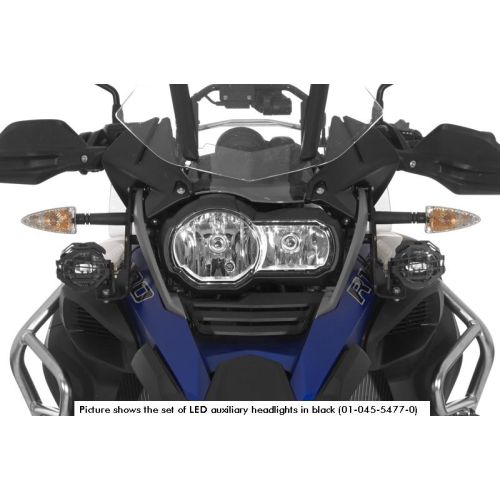 LED auxiliary headlight set fog right, high beam left for BMW R1200GS Adventure from 2014, black