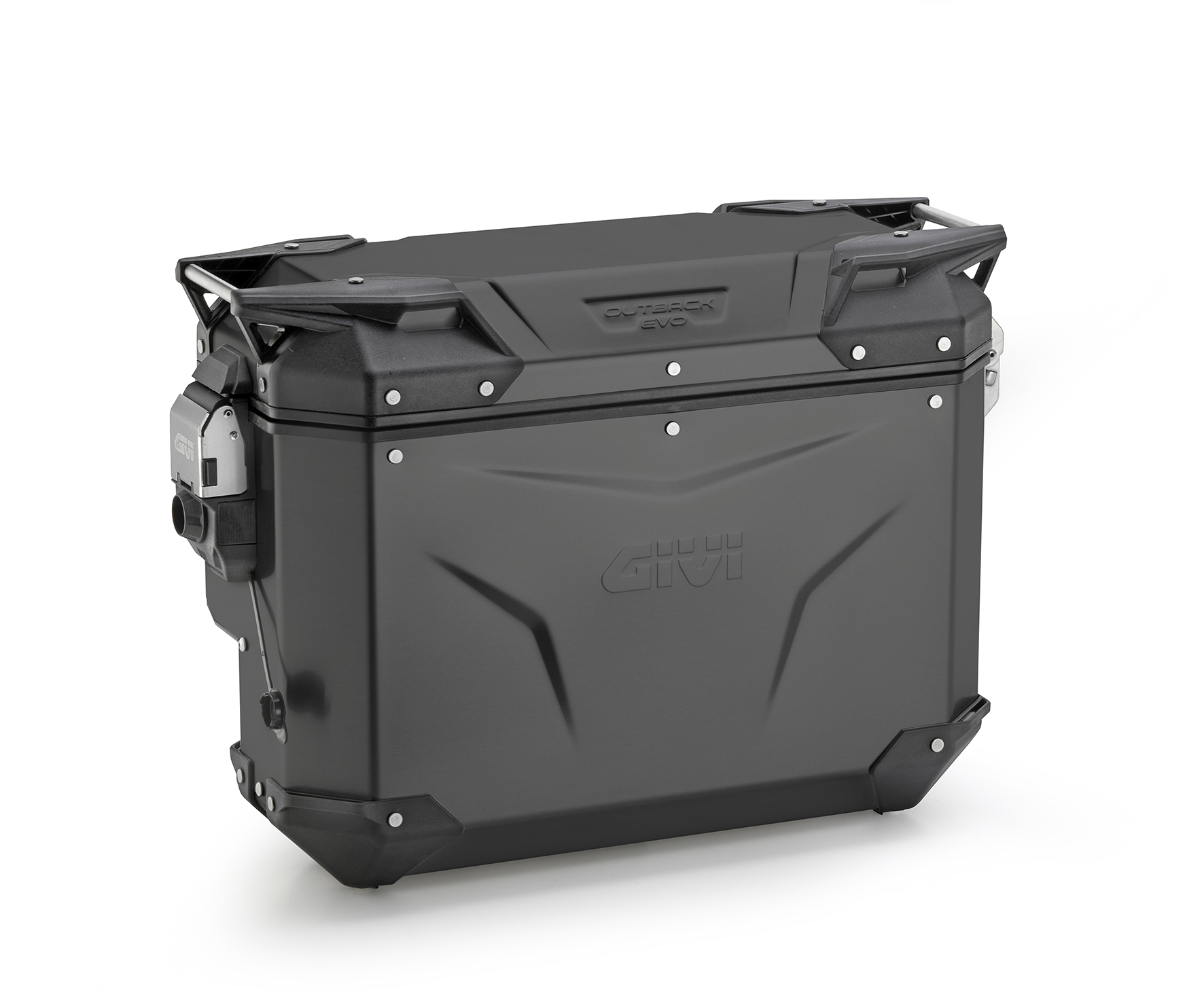 Alu-Seitenkoffer Trekker Outback EVO 33 Monokey Schwarz, seitlich versetzt, rechts, SMART SEC LOCK