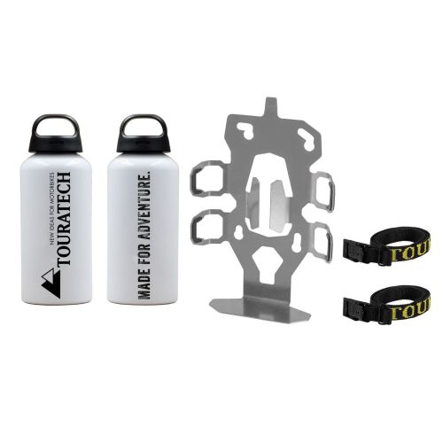 ZEGA Evo kit de support d'accessoires porte-bouteille double avec 2x bouteille d'eau en aluminium Touratech 0,6 litre