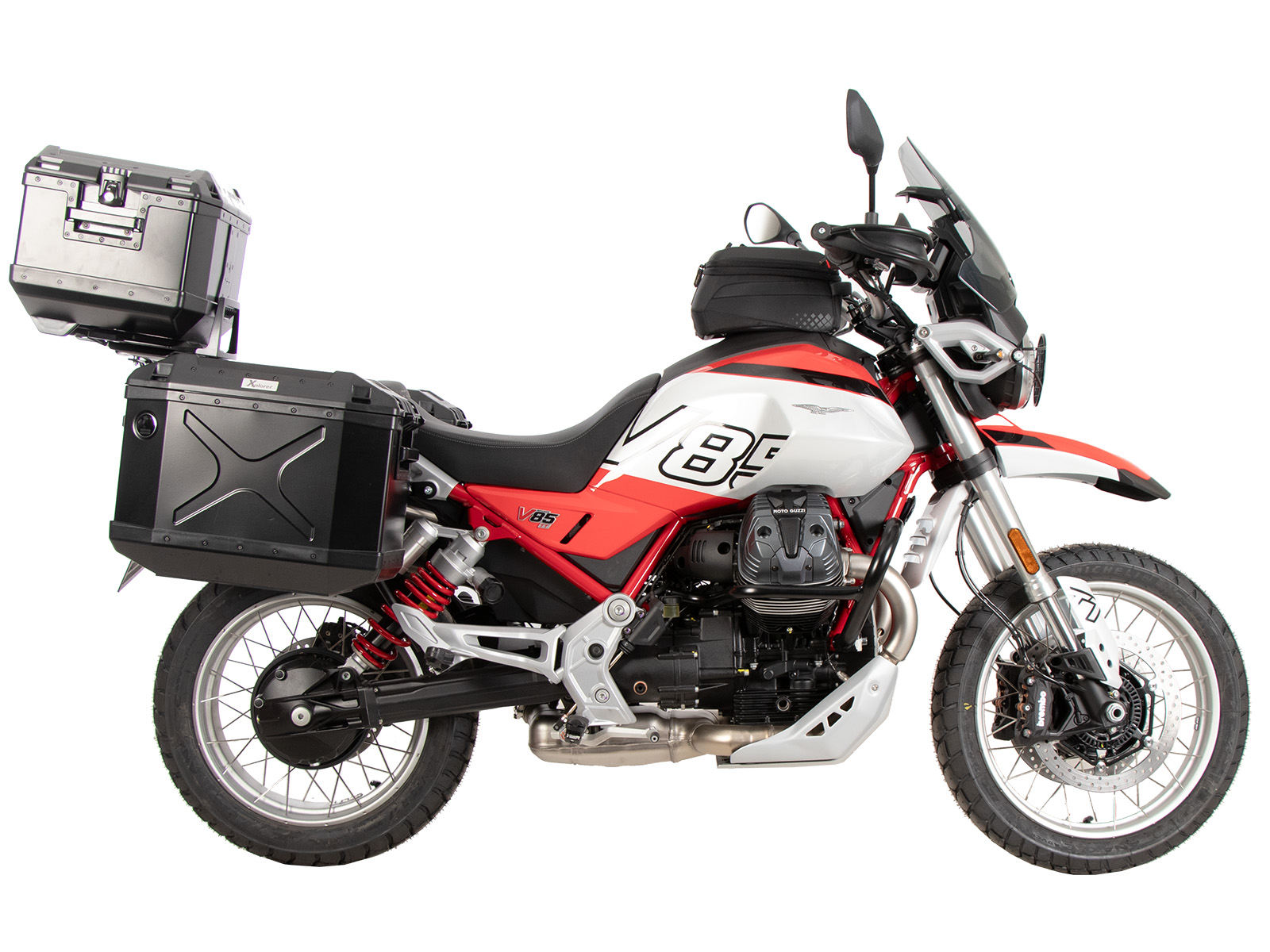 Alurack Topcaseträger für Kombination mit  Original-Gepäckbrücke schwarz für Moto Guzzi V 85 TT / Strada / Travel (2024-)