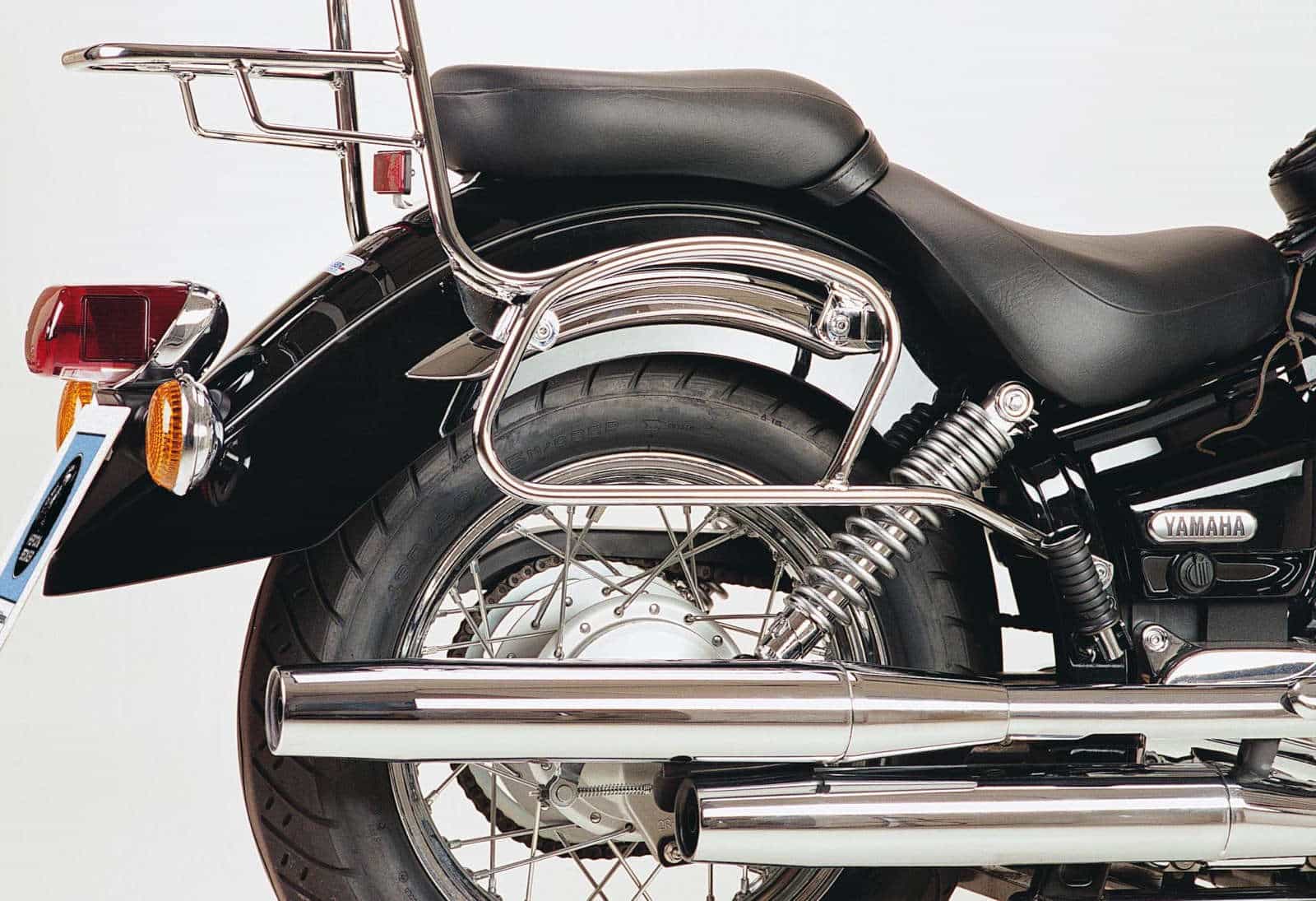 Rohr-Ledertaschenhalter chrom für Yamaha XVS 125/250 Drag Star (2000-2004)