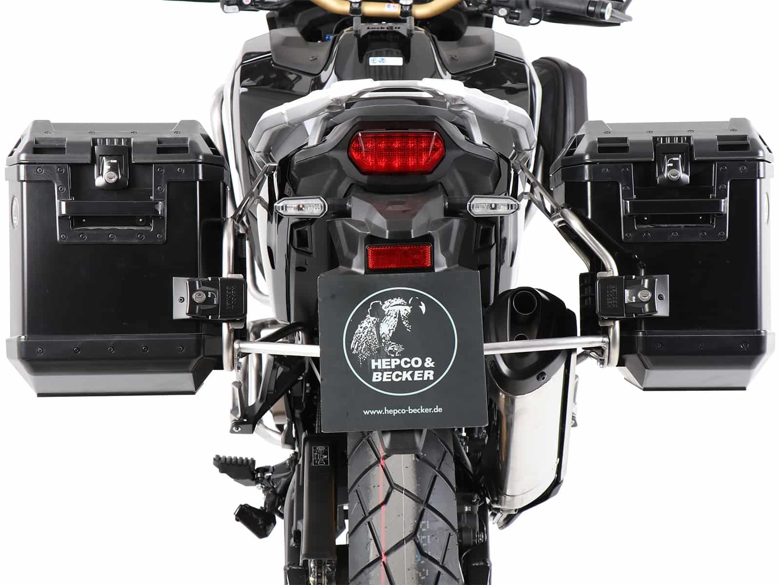 Kofferträgerset Cutout Edelstahlträger inkl. Xplorer Cutout schwarz Kofferset für Honda CRF 1100L Africa Twin (2019-2023) / Adventure Sports (2020-2023)