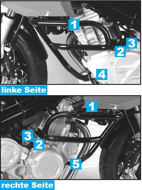 502920_00_09 Hepco&Becker barra de protección del motor plateada para BMW F800S (2006-2011)