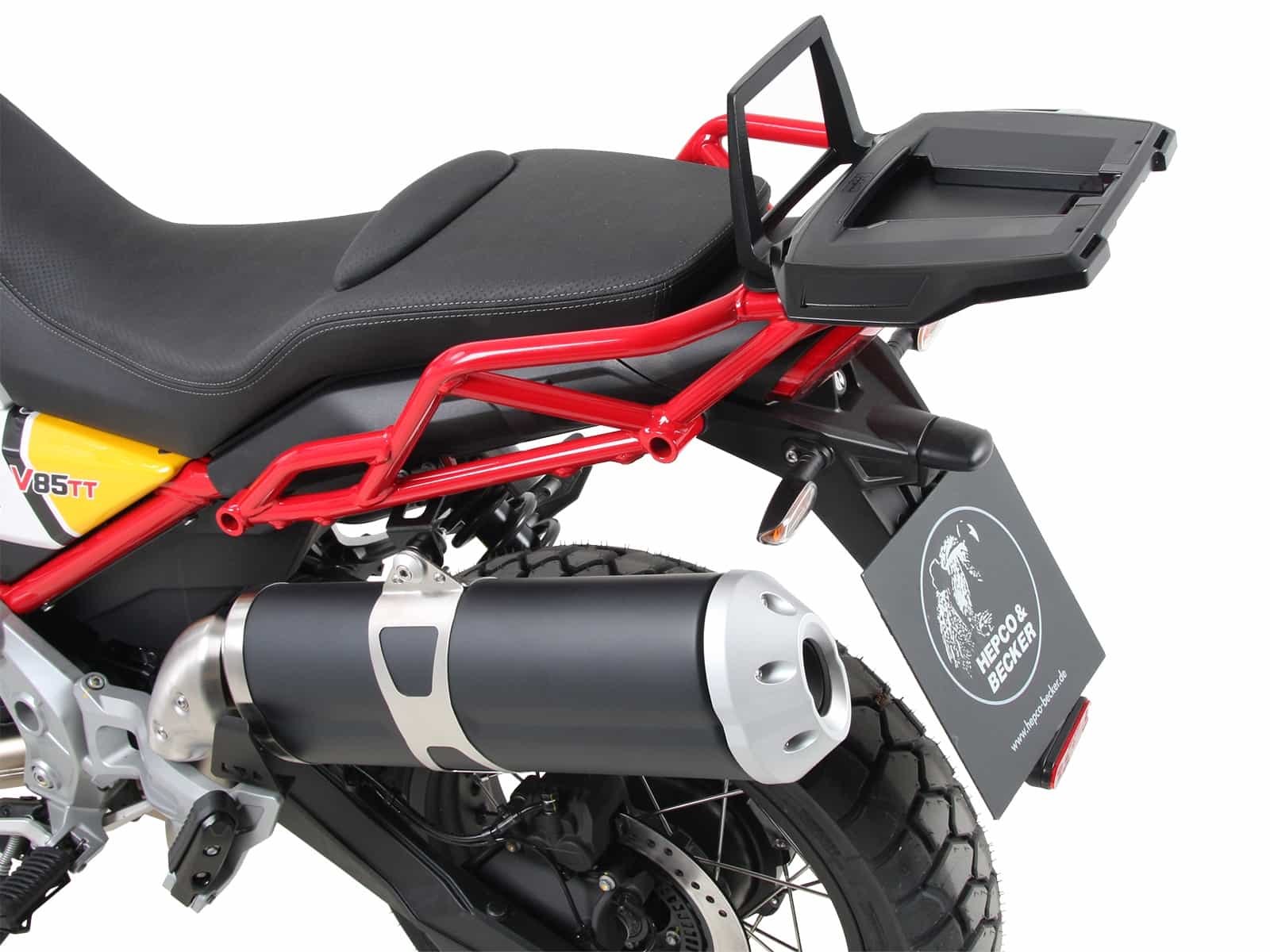 Alurack Topcaseträger für Kombination mit  Original-Gepäckbrücke schwarz für Moto Guzzi V 85 TT (2019-2023)