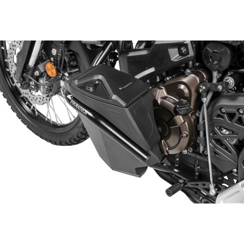 Boîte à outils avec kit de montage de protection moteur côté gauche en acier inoxydable noir pour Yamaha Tenere 700