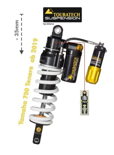 Amortisseur Touratech abaissement -35mm Yamaha 700 Tenere à partir de 2019 Type Extrême