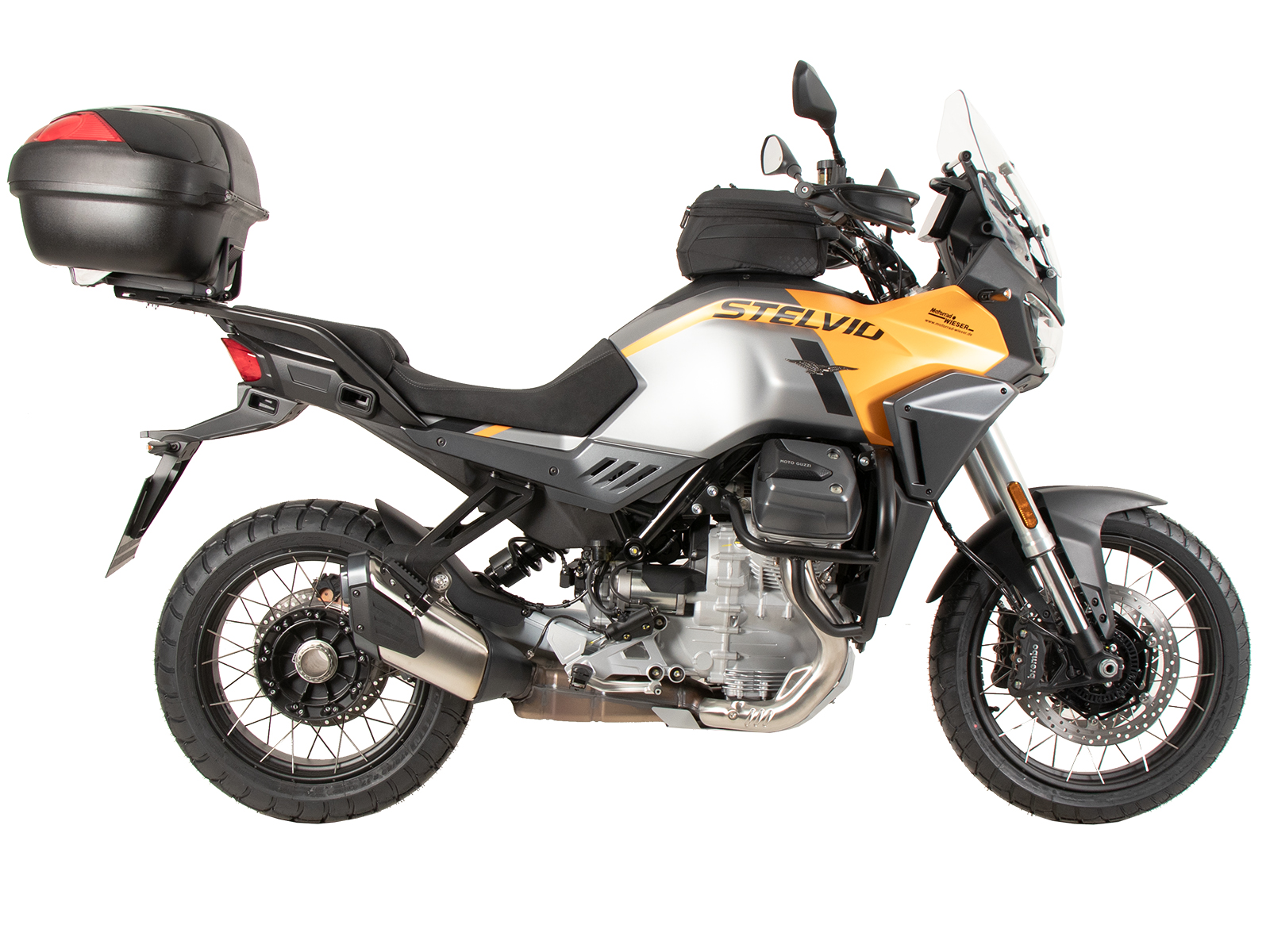 Alurack Topcaseträger schwarz für Kombination mit Originalgepäckbrücke für Moto Guzzi Stelvio (2024-)