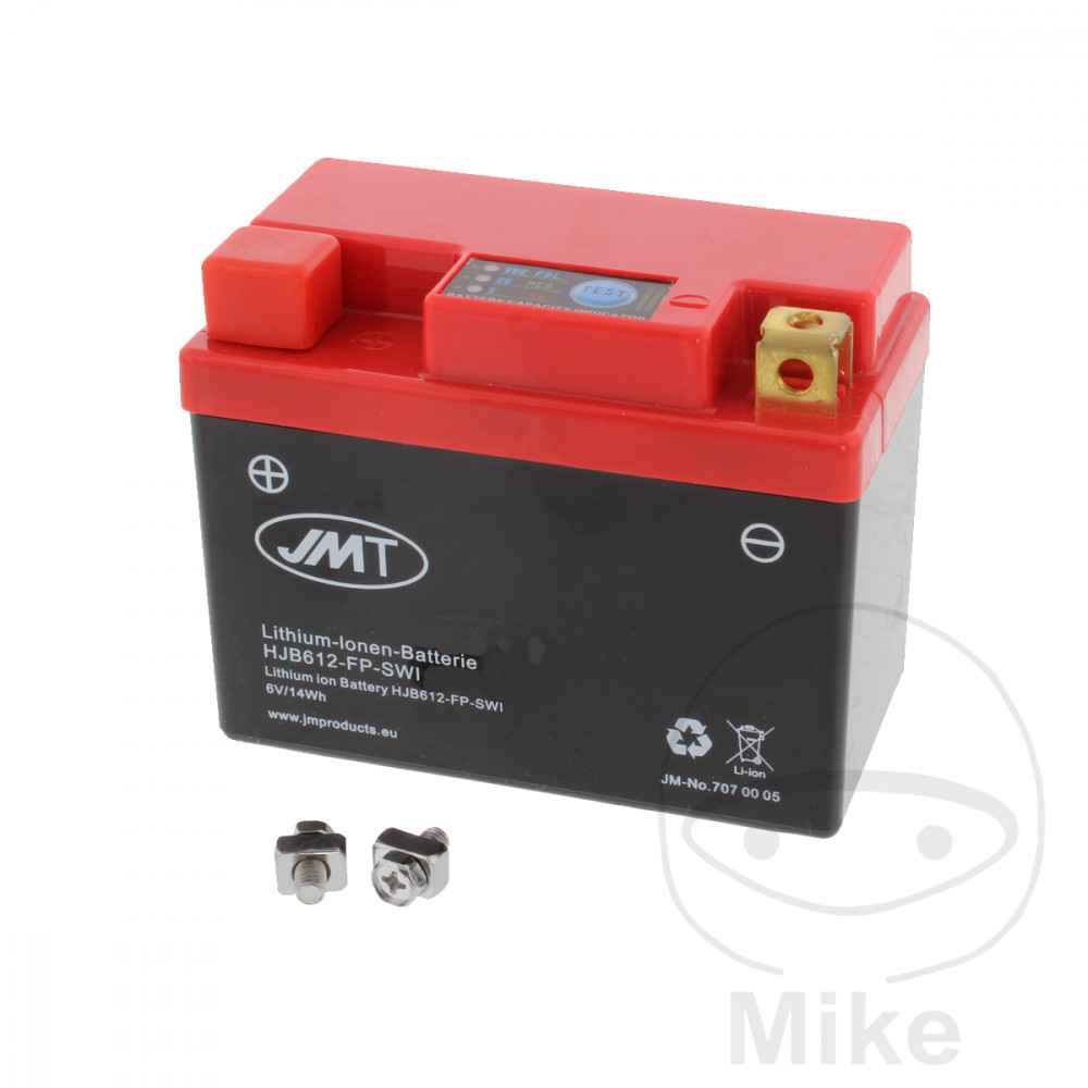 1000_7070005 Batterie de moto HJB612-FP 6V JMT Lithium-Ion avec indicateur étanche