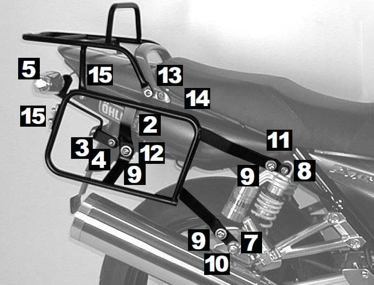 Komplettträgerset (Seitenkofferträger und Rohrgepäckbrücke Topcaseträger) schwarz für Yamaha XJR 1300 (2007-2014)