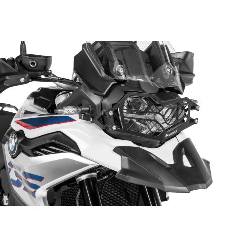 Black stainless steel headlight guard with quick release for BMW F850GS / F750GS *OFFROAD USE ONLY
