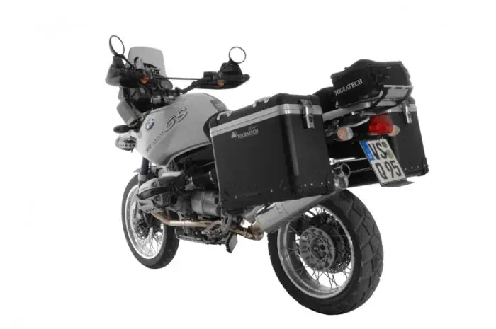 Système de valises Touratech ZEGA Pro "And-Black" 38/45 Litres avec support en acier inoxydable BMW R1150GS