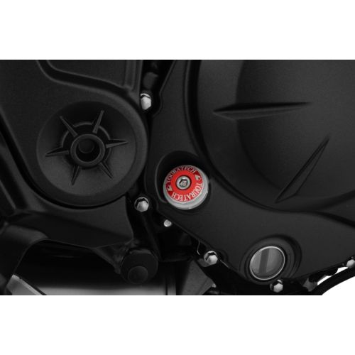 Bouchon de remplissage d'huile Touratech rouge anodisé Kawasaki Versys 650 à partir de 2012 Versys 1000