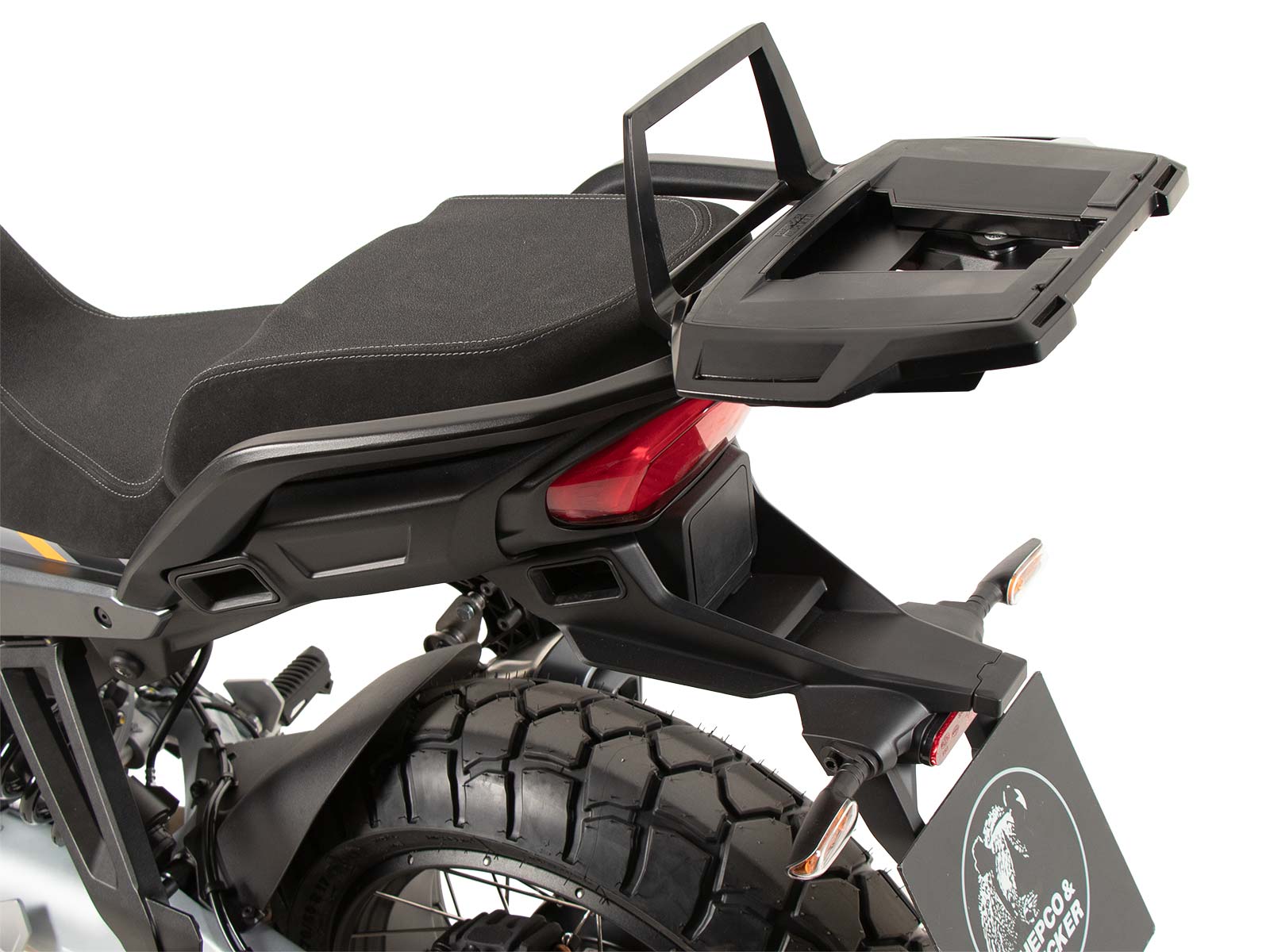 Alurack Topcaseträger schwarz für Kombination mit Originalgepäckbrücke für Moto Guzzi Stelvio (2024-)