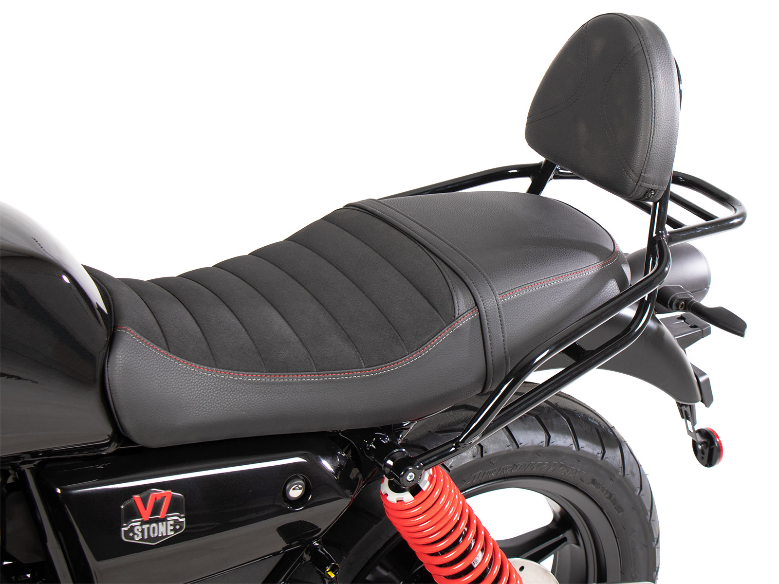 Sissybar mit Gepäckträger schwarz für Moto Guzzi V7 Stone Special Edition (850ccm) (2022-2023)