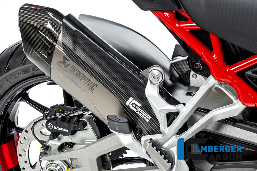 Parafango in carbonio opaco per scarico Akrapovic per Ducati Multistrada V4 / V4S dal 2020