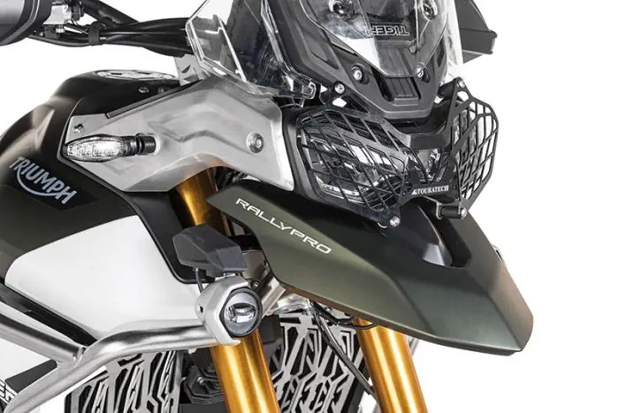 Black headlight guard with quick release for Triumph Tiger 900 Rally *OFFROAD USE ONLY*