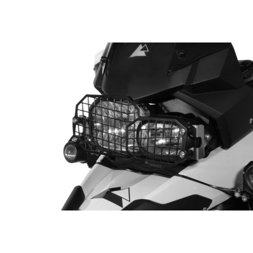 BMW F 650 700 800 GS + Adv. Headlight protection stainless steel black with quick release for main brake