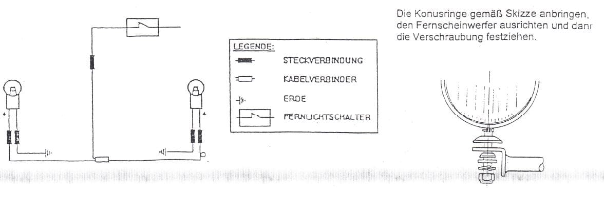 Twinlight Zusatzscheinwerferset (Fernlicht) inkl. Halter und Kabel chrom für Suzuki VL 800 Intruder LC Volusia (2001-2008) mit original Windschutzscheibe