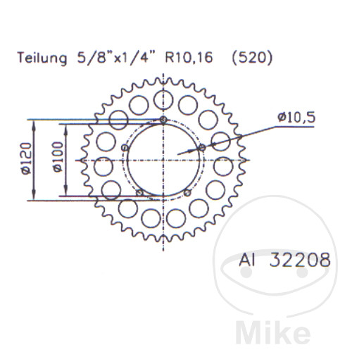 BMW G650 Xmoto Alluminio - Pignone 40T Parte 520 Argento Esjot INTERNO 100 LK 120