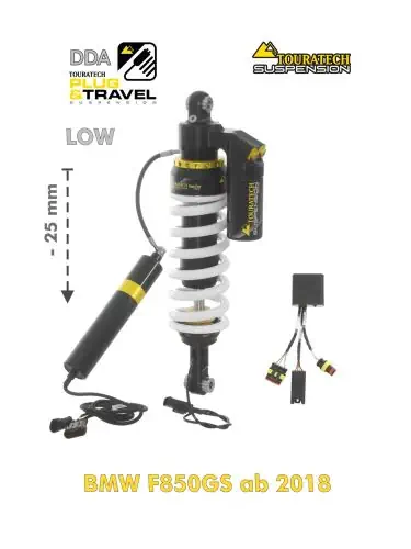 Amortiguador de suspensión Touratech con rebaje de -25mm para BMW F850 GS desde 2018 DDA / Plug & Travel