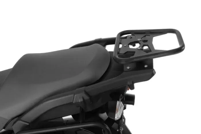 Soporte de maletero Touratech ZEGA de acero inoxidable negro para Kawasaki Versys 1000