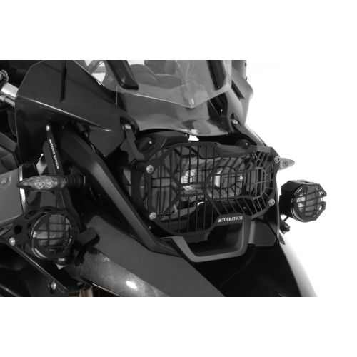 Protección de faro de acero inoxidable negro para faro principal LED para BMW R1250GS + Adventure