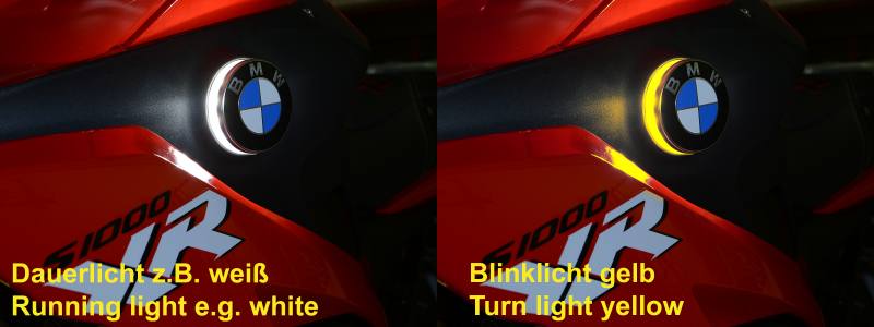 Zweifarbige LED Emblemblinker für BMW S1000XR ab 2014 + ab 2019