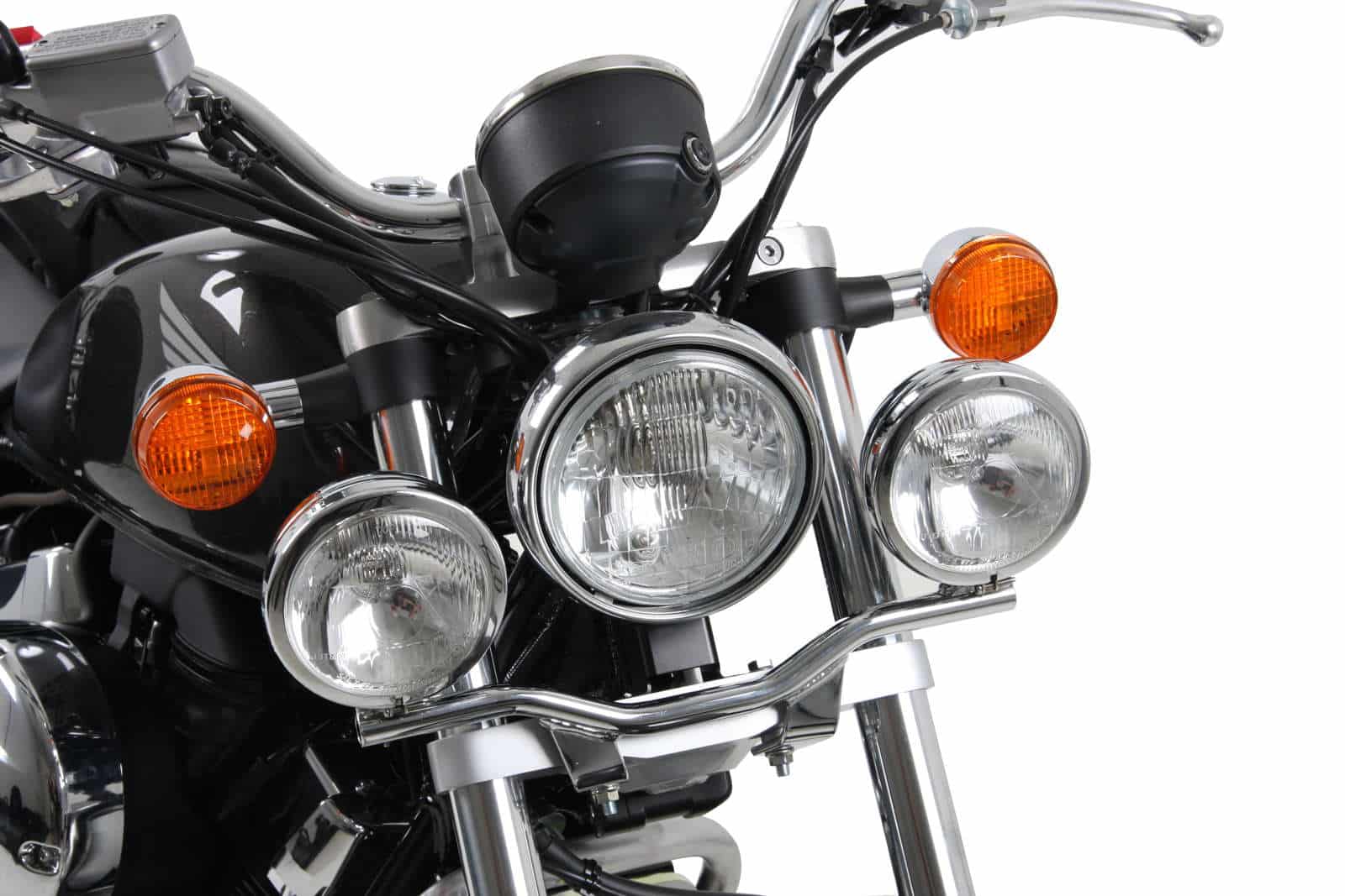 Twinlight Zusatzscheinwerferset (Fernlicht) inkl. Halter und Kabel chrom für Honda VT 750 S/RS (2010-2011)