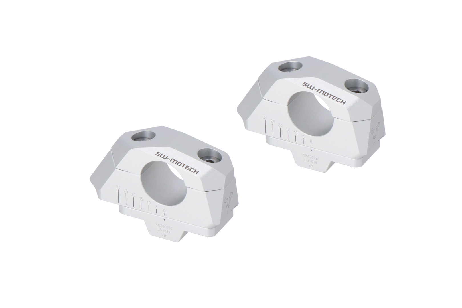 SW-Motech Variable Handlebar Riser for Ø28 Handlebars H=28 mm Offset 5/10/15/20/25/30 mm Silver