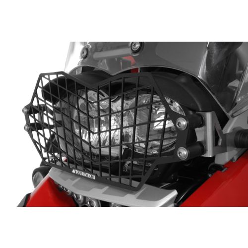 Protección de faro Touratech de acero inoxidable negro con cierre rápido para BMW R1200GS hasta 2012