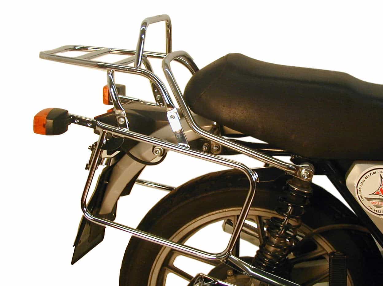 Komplettträgerset (Seitenkofferträger und Rohrgepäckbrücke Topcaseträger) chrom für Moto Guzzi V 35 I/II (1977-1986)