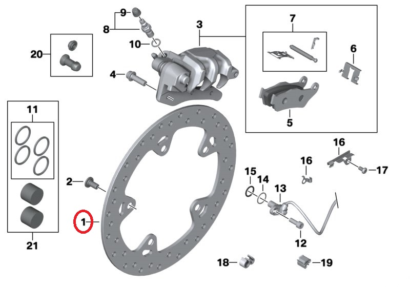 diag_ab3n Disco de freno trasero original Brembo nuevo para BMW R1200GS Adve R 1200 RT R ST S R nineT S1000XR