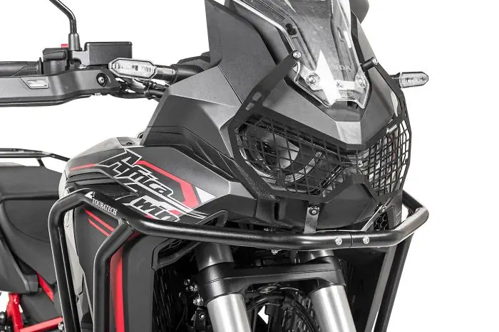 Protection de phare noire avec système de fixation rapide pour Honda CRF1100L Africa Twin "UTILISATION OFFROAD UNIQUEMENT"