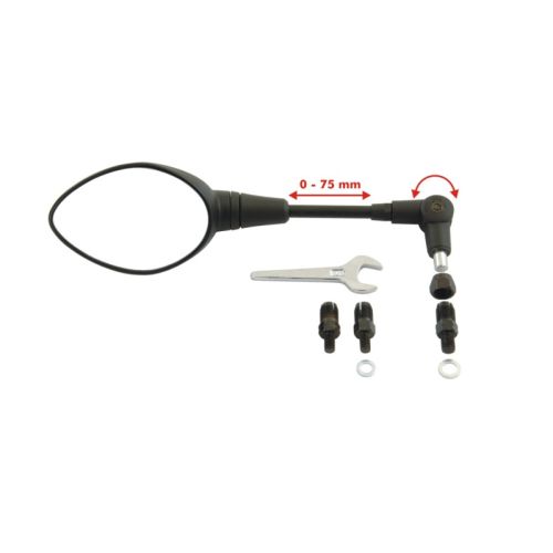 1 x Folding Adjustable Length Mirror for Left or Right (M8/M10x1.25) for BMW Honda KTM