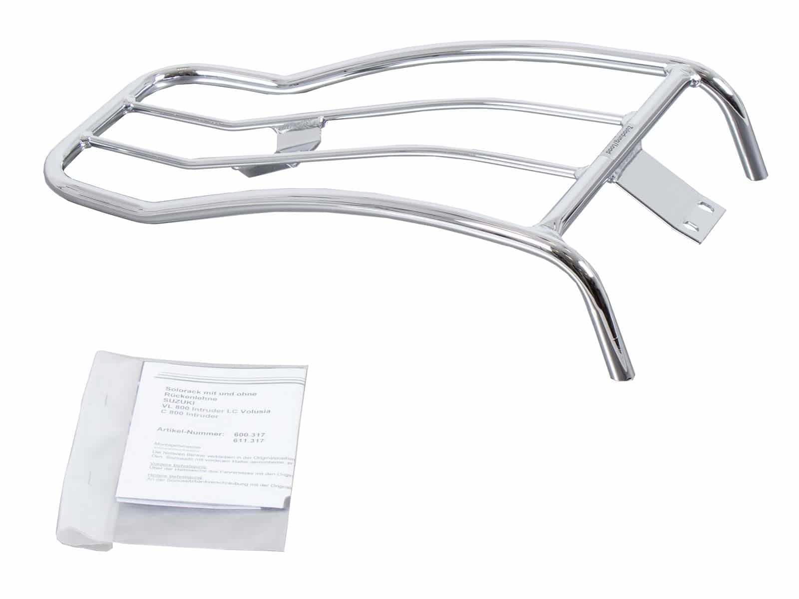 Solorack ohne Rückenlehne chrom für Suzuki VL 800 Intruder LC Volusia (2001-2016) / C 800 Intruder / Black Edition (2005-2016)