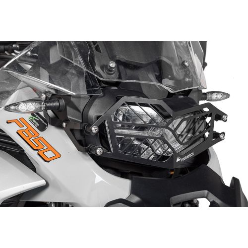 Black Stainless Steel Headlight Guard with Quick Release for BMW F850GS Adventure OFFROAD USE ONLY